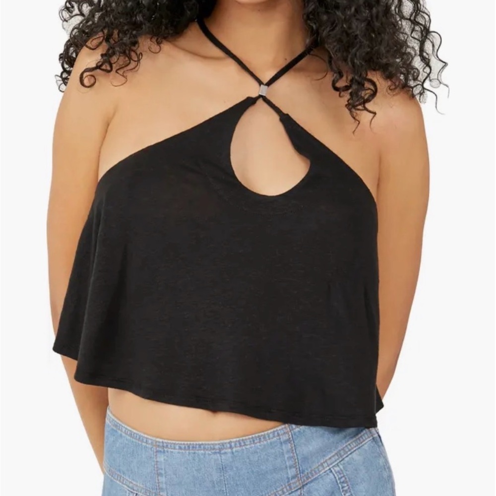 Free People Black Halter Keyhole Crop‎ Top